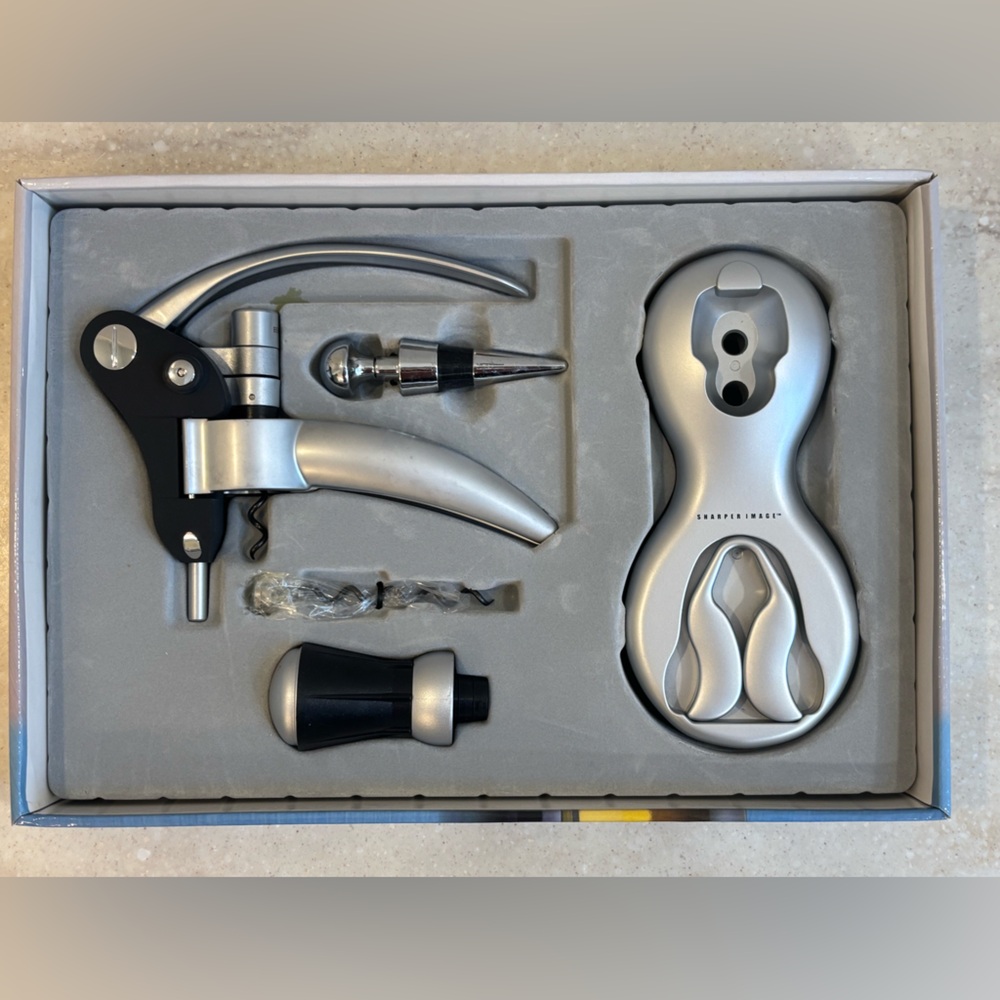 Wine Corkscrew Opener Vacuum Pump Stopper Foil Cutter Set New